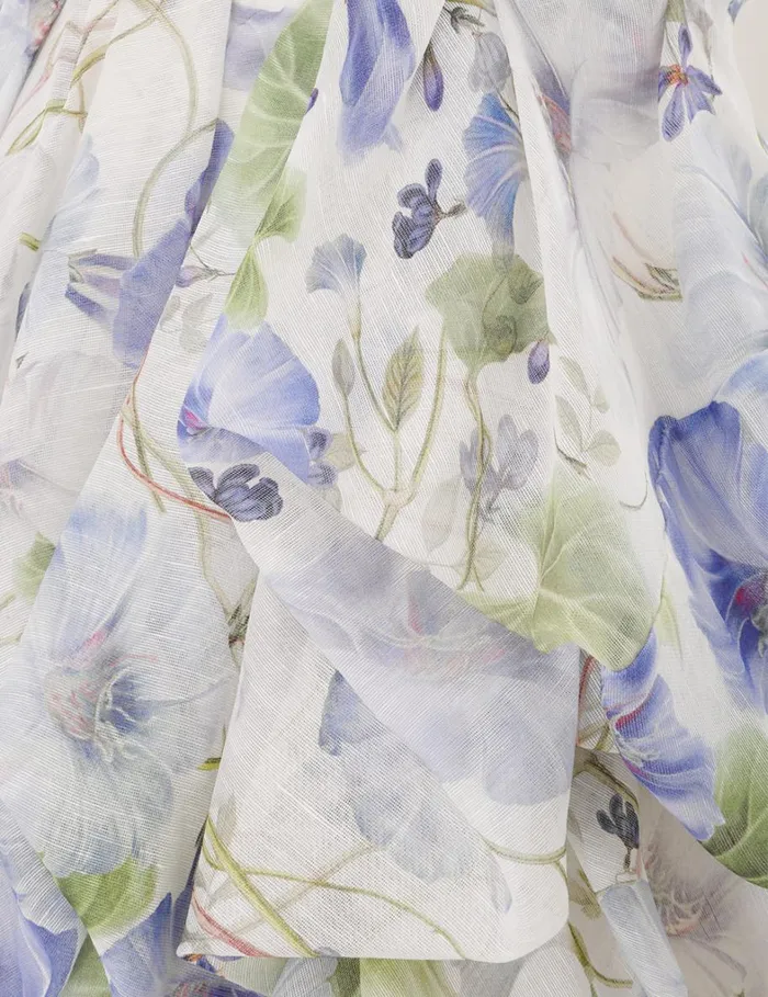 Women Clothing Zimmermann Natura Draped Mini Blue Floral