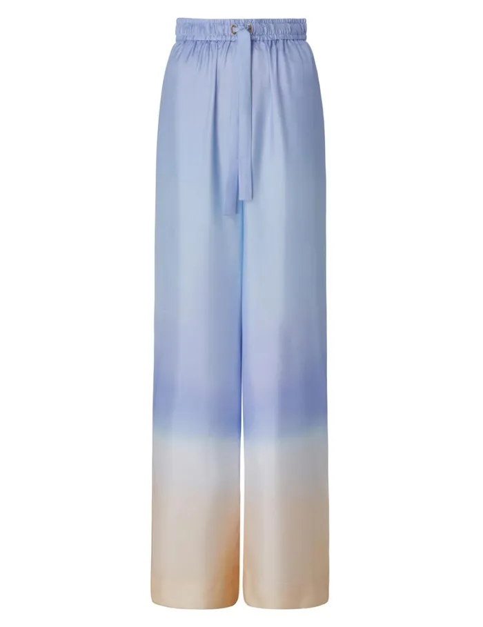 Women Clothing Zimmermann Natura Draw Waist Pant Blue Fields