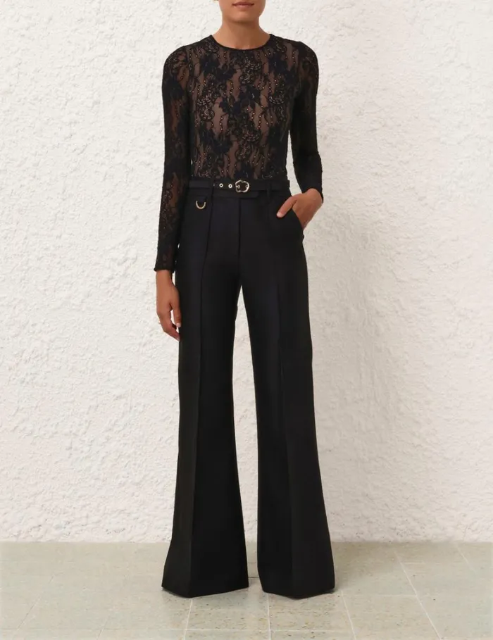 Women Clothing Zimmermann Natura Flare Leg Pant Black