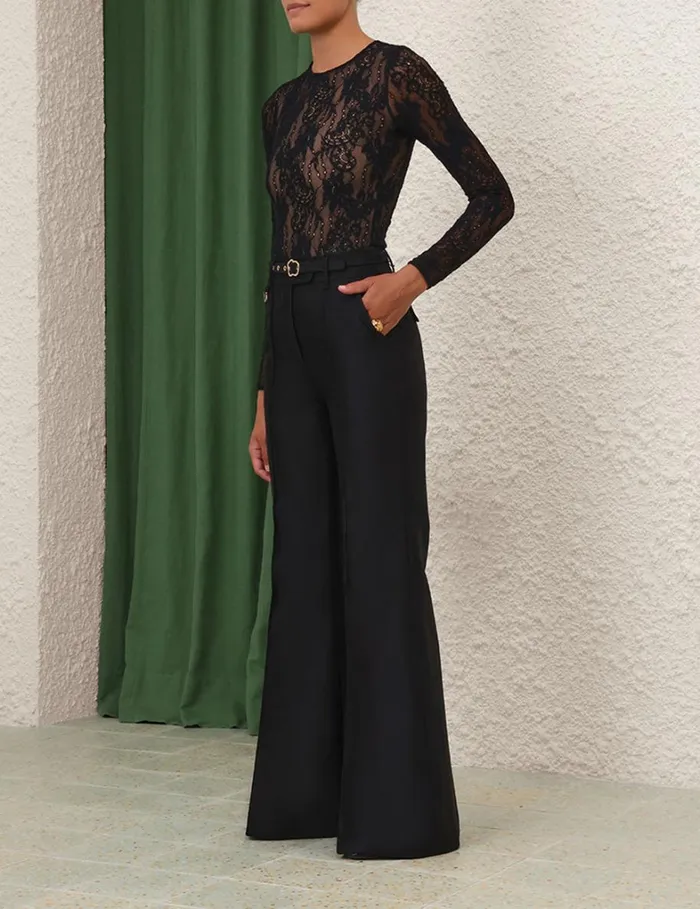 Women Clothing Zimmermann Natura Flare Leg Pant Black