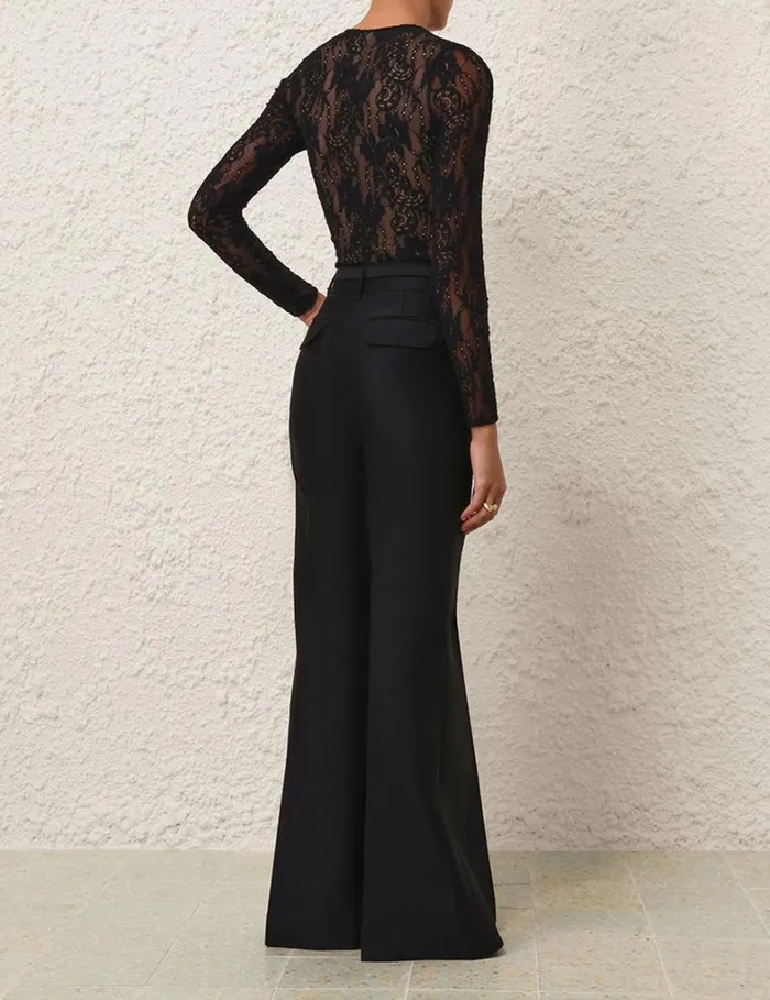 Women Clothing Zimmermann Natura Flare Leg Pant Black