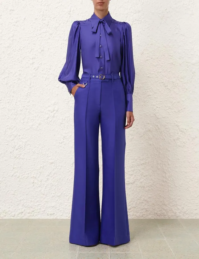 Women Clothing Zimmermann Natura Flare Leg Pant Lapis