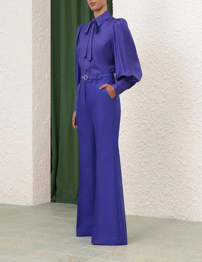 Women Clothing Zimmermann Natura Flare Leg Pant Lapis