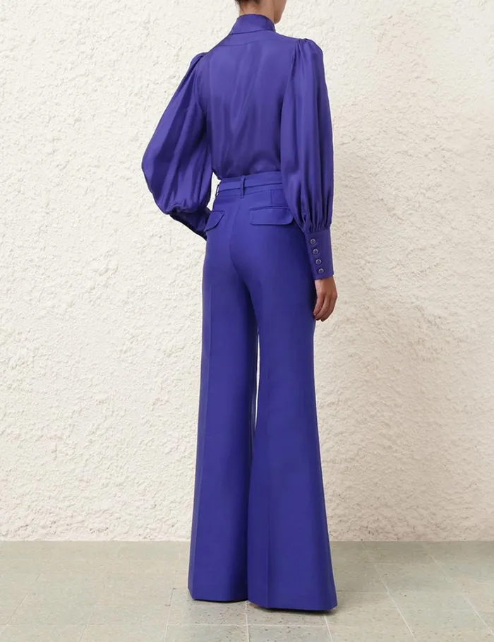 Women Clothing Zimmermann Natura Flare Leg Pant Lapis