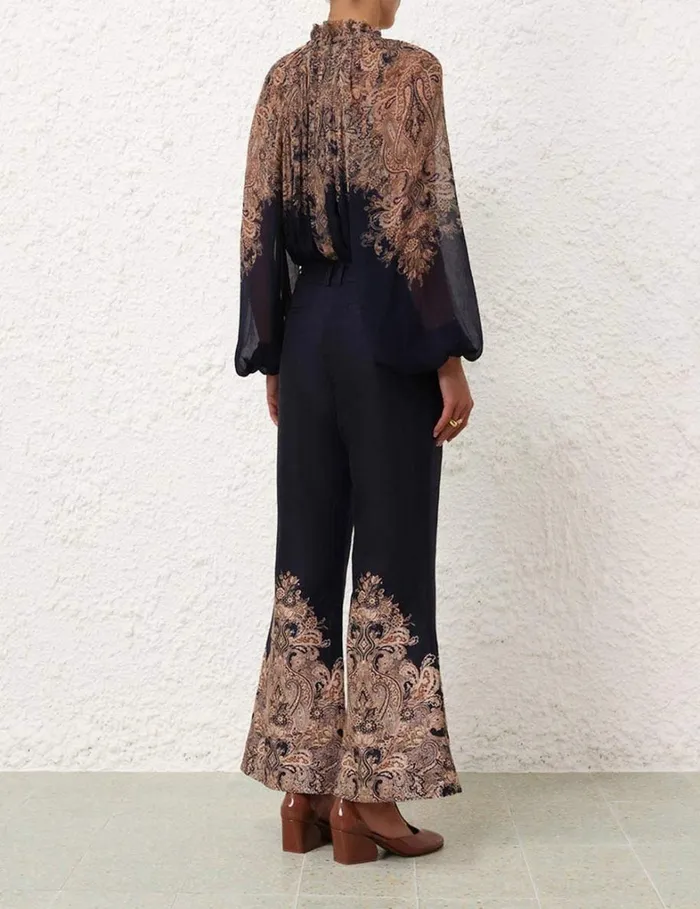 Women Clothing Zimmermann Natura Flare Pant Navy Paisley