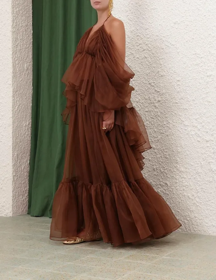 Women Clothing Zimmermann Natura Gathered Skirt Toffee