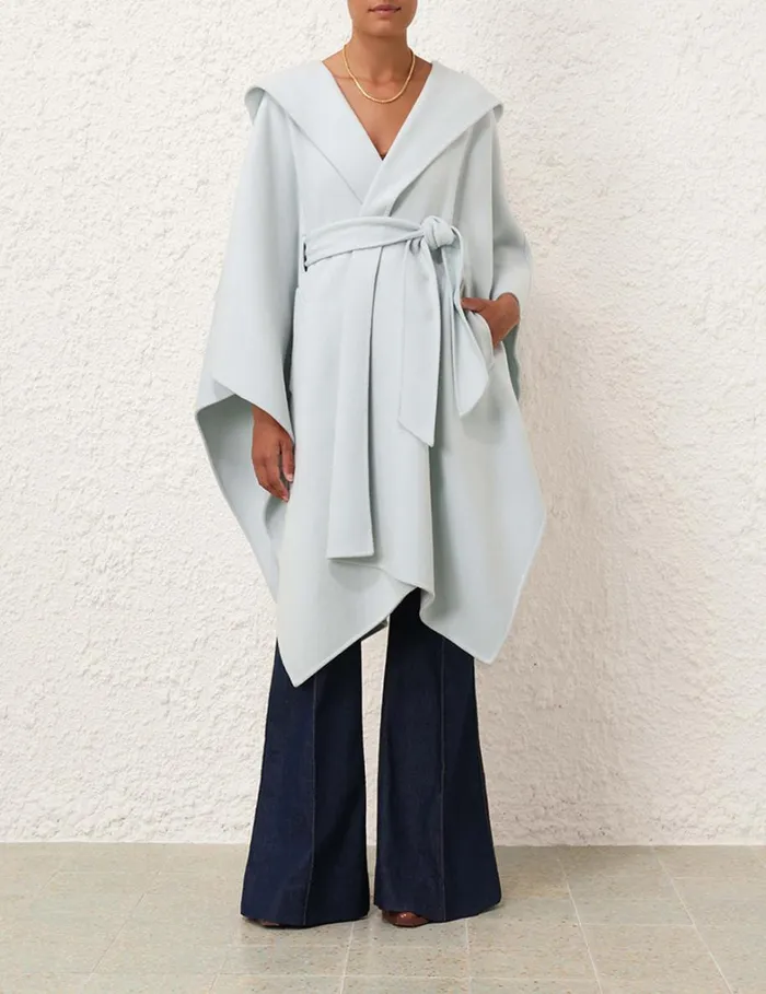 Women Clothing Zimmermann Natura Hooded Wool Cape Mint
