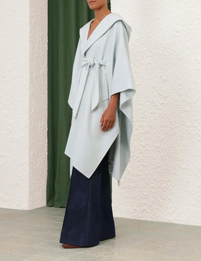 Women Clothing Zimmermann Natura Hooded Wool Cape Mint