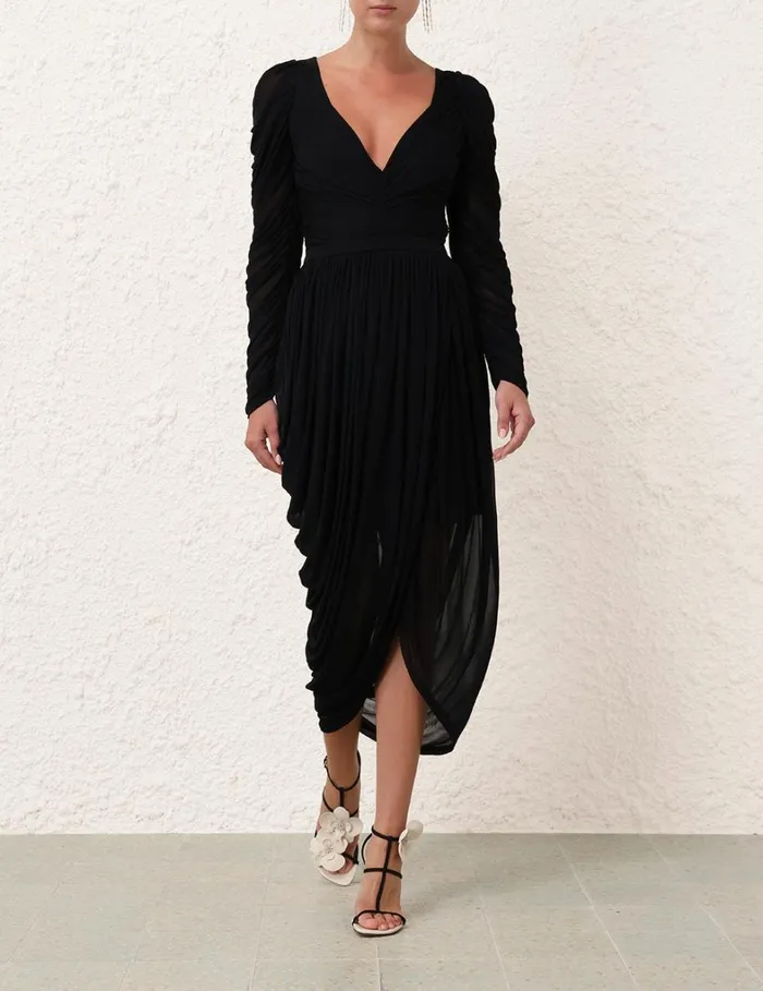 Women Clothing Zimmermann Natura Jersey Draped Skirt Black
