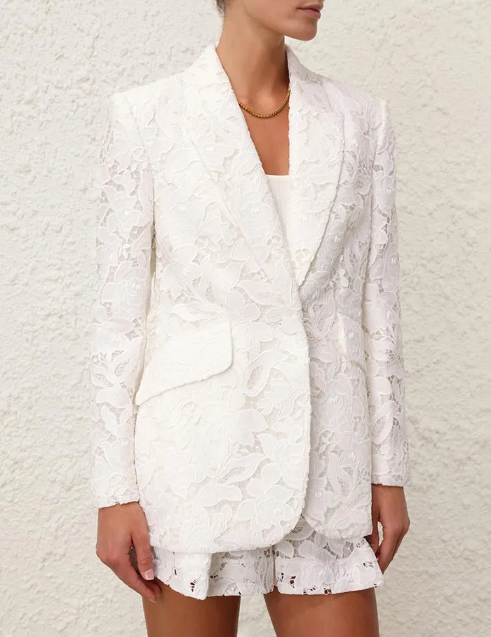 Women Clothing Zimmermann Natura Lace Jacket Ivory