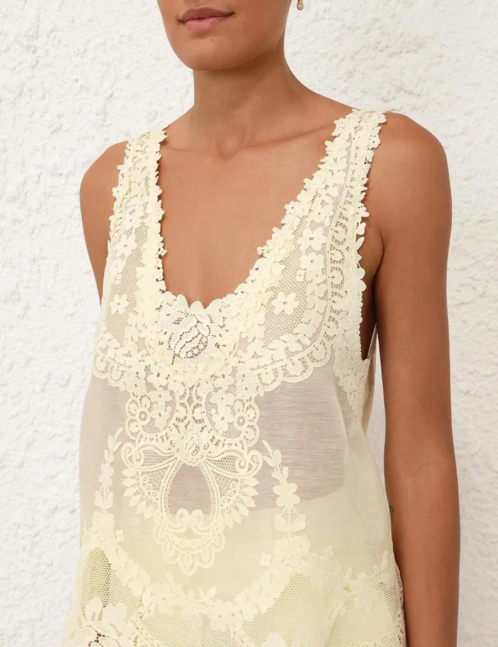 Women Clothing Zimmermann Natura Lace Patch Tank Lemon