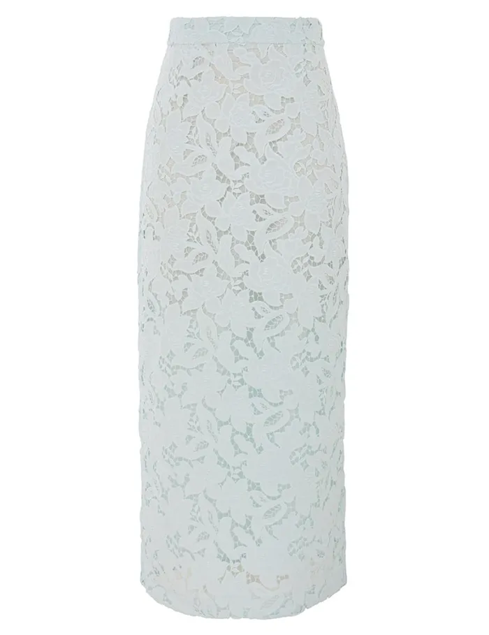 Women Clothing Zimmermann Natura Lace Pencil Midi Skirt Mint