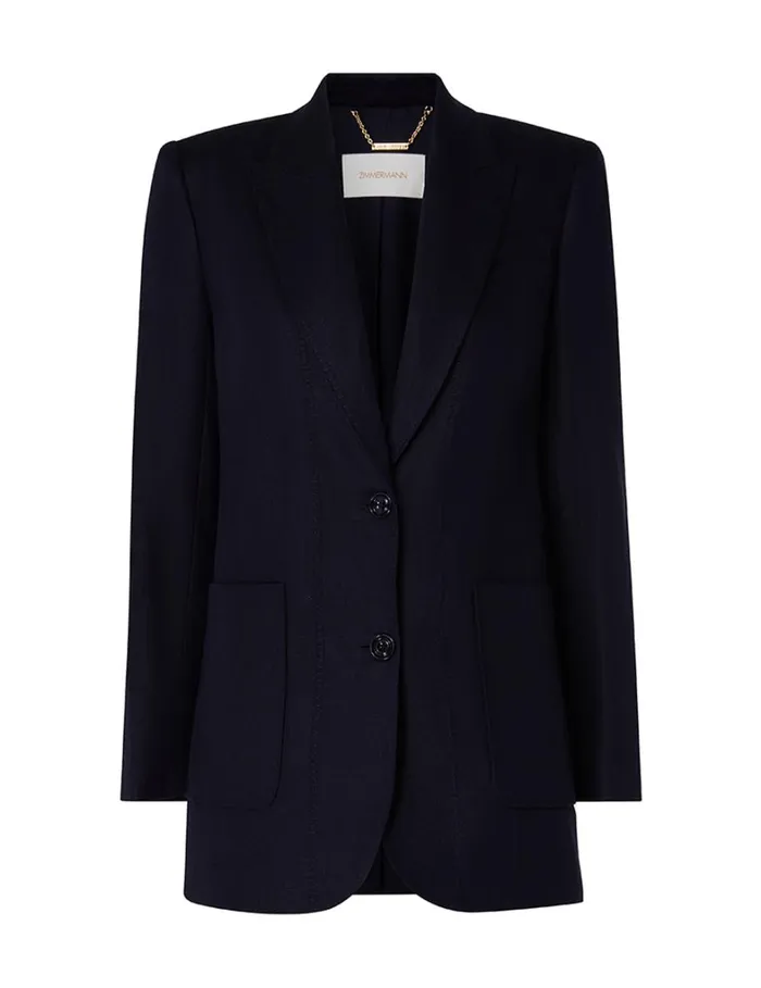 Women Clothing Zimmermann Natura Linen Jacket Navy