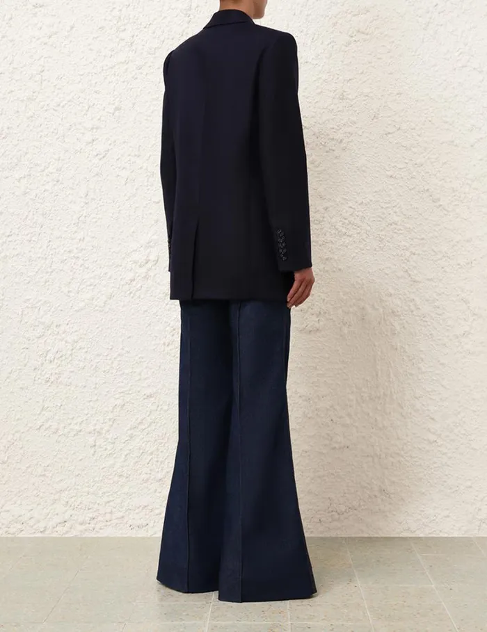 Women Clothing Zimmermann Natura Linen Jacket Navy