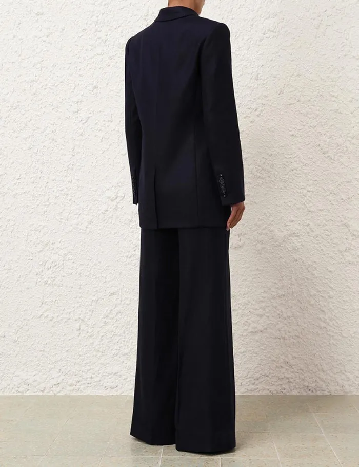 Women Clothing Zimmermann Natura Linen Wide Leg Pant Navy