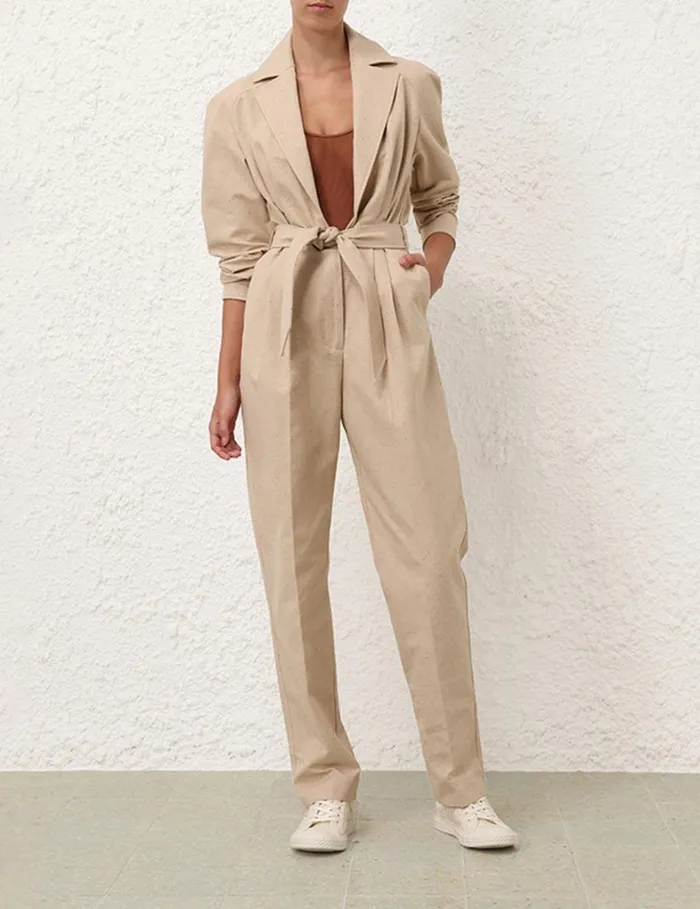 Women Clothing Zimmermann Natura Melange Jumpsuit Natural