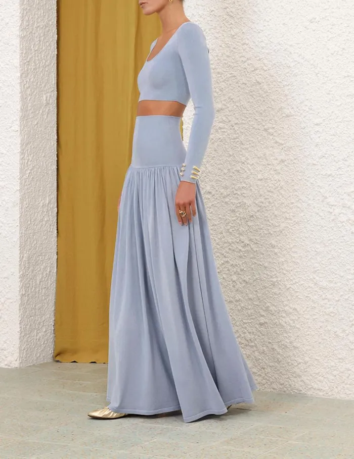 Women Clothing Zimmermann Natura Metallic Scoop Top Blue