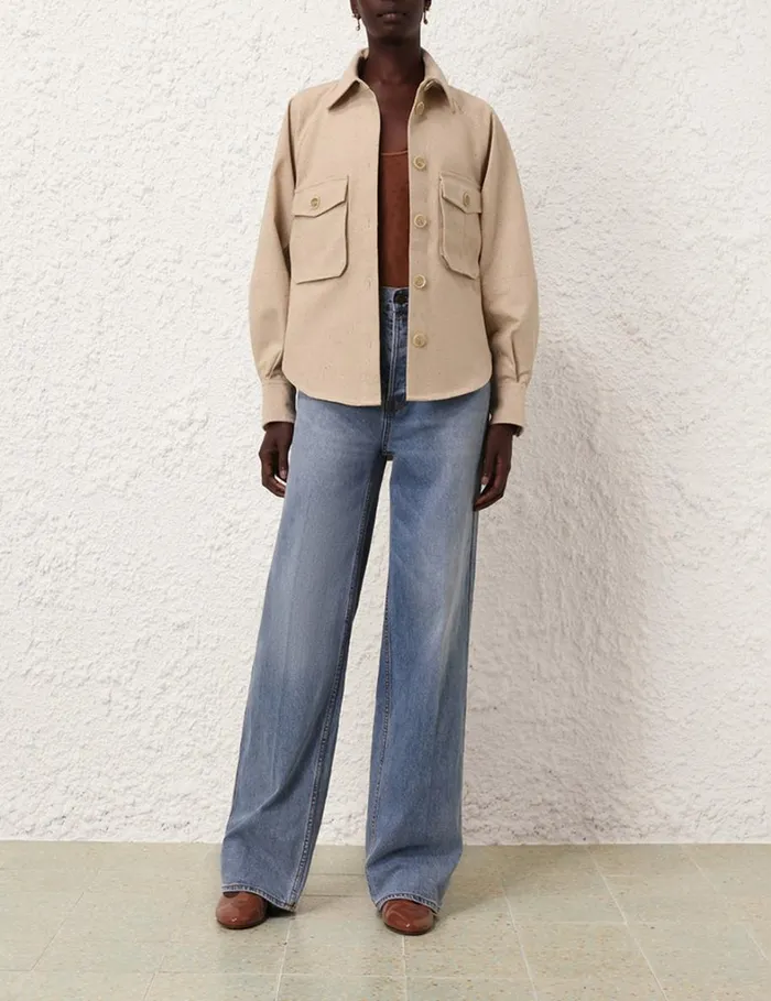Women Clothing Zimmermann Natura Oversized Pocket Jacket Natural