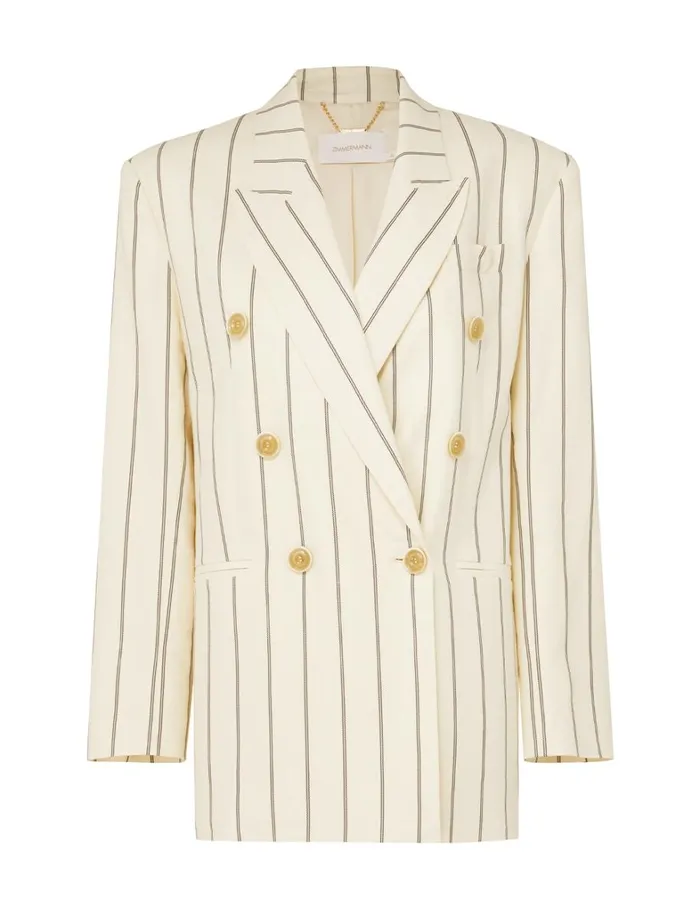 Women Clothing Zimmermann Natura Relaxed Jacket Navycream Stripe