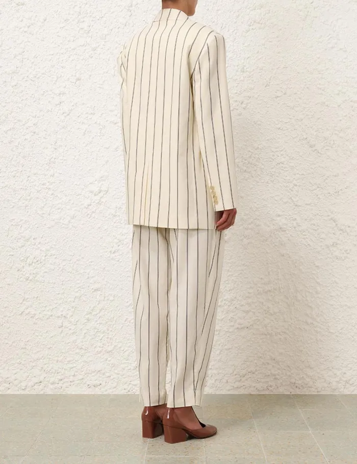 Women Clothing Zimmermann Natura Relaxed Jacket Navycream Stripe