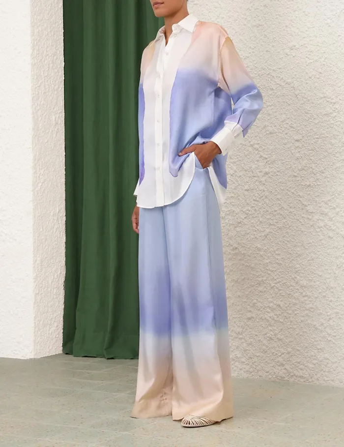 Women Clothing Zimmermann Natura Relaxed Shirt Blue Fields