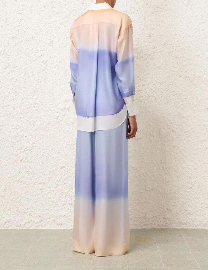 Women Clothing Zimmermann Natura Relaxed Shirt Blue Fields