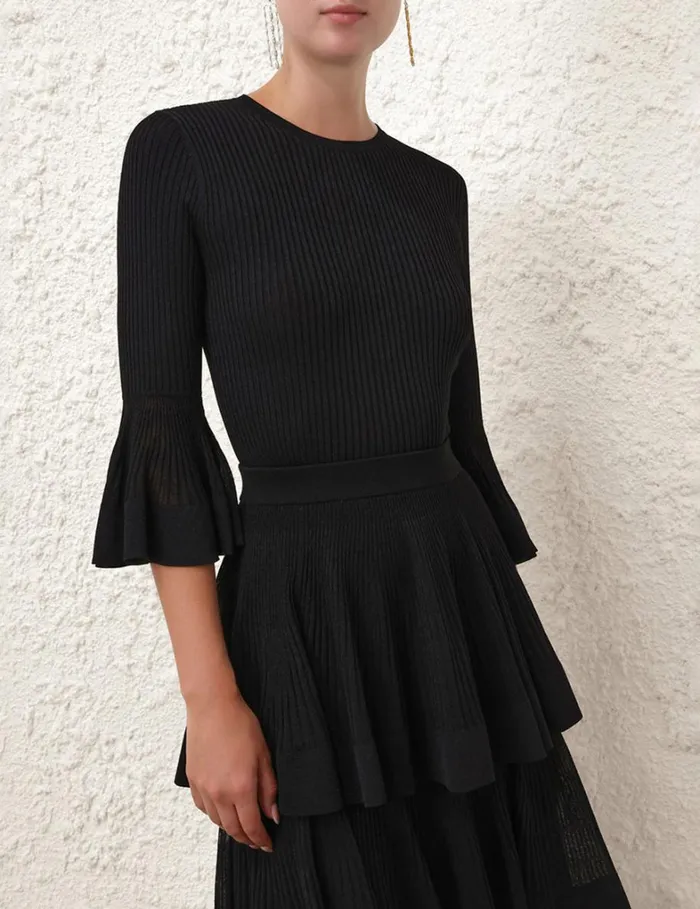 Women Clothing Zimmermann Natura Ruffle Top Black