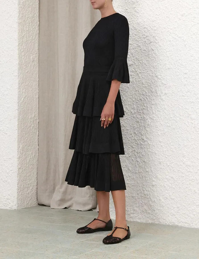 Women Clothing Zimmermann Natura Ruffle Top Black