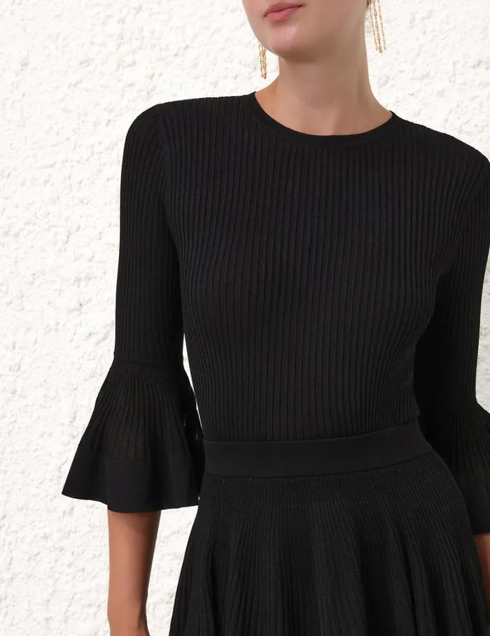 Women Clothing Zimmermann Natura Ruffle Top Black