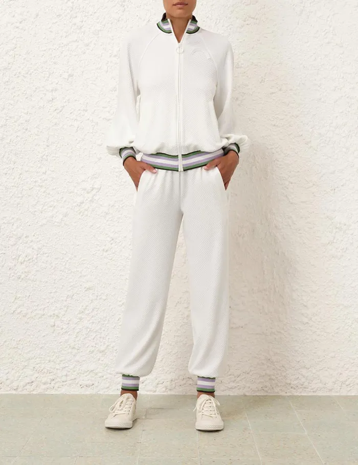 Women Clothing Zimmermann Natura Textured Track Pant Ivory