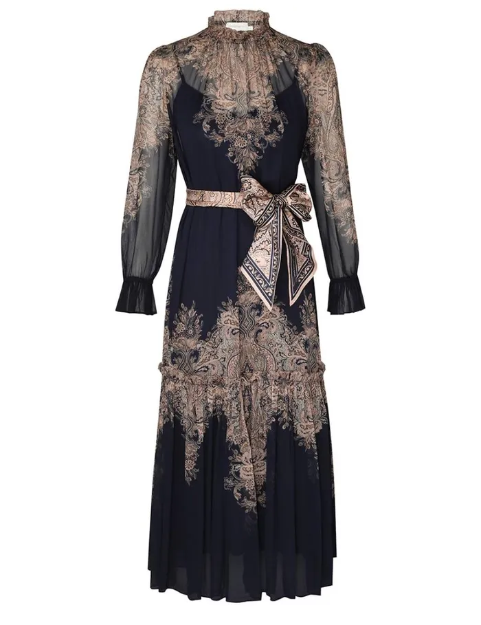 Women Clothing Zimmermann Natura Tubular Midi Navy Paisley