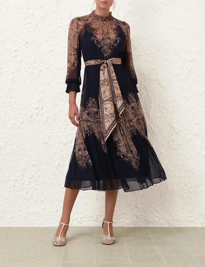 Women Clothing Zimmermann Natura Tubular Midi Navy Paisley