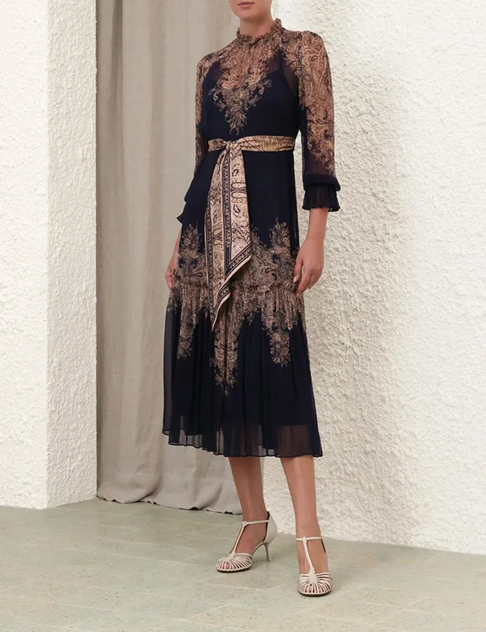 Women Clothing Zimmermann Natura Tubular Midi Navy Paisley