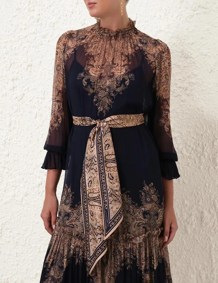 Women Clothing Zimmermann Natura Tubular Midi Navy Paisley