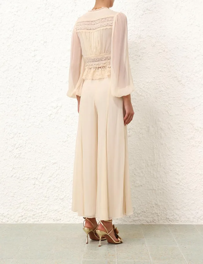 Women Clothing Zimmermann Natura V Neck Button Bodice Buff