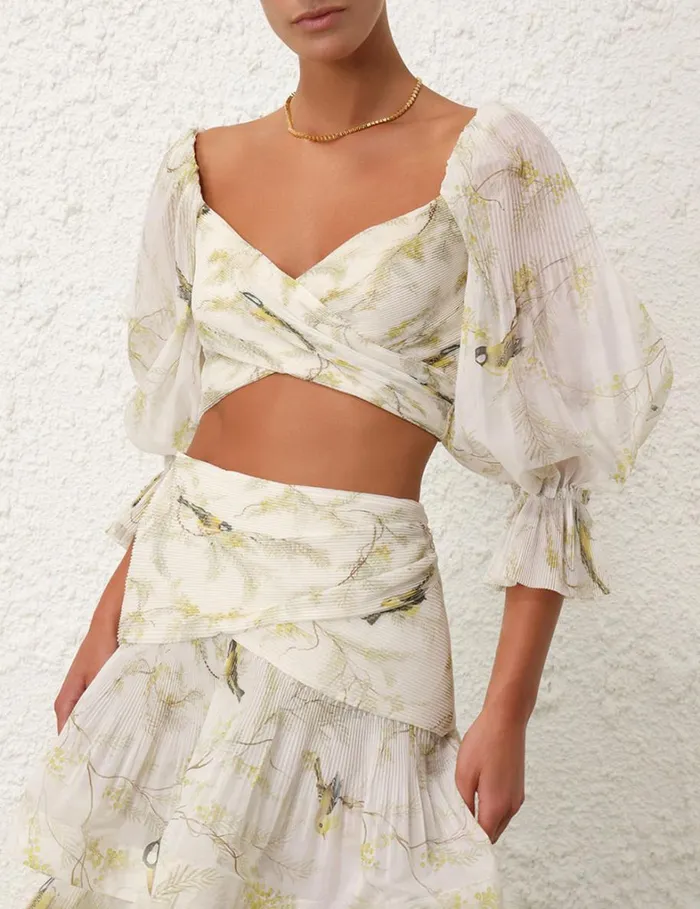 Women Clothing Zimmermann Pleated Bodice Acacia Birds
