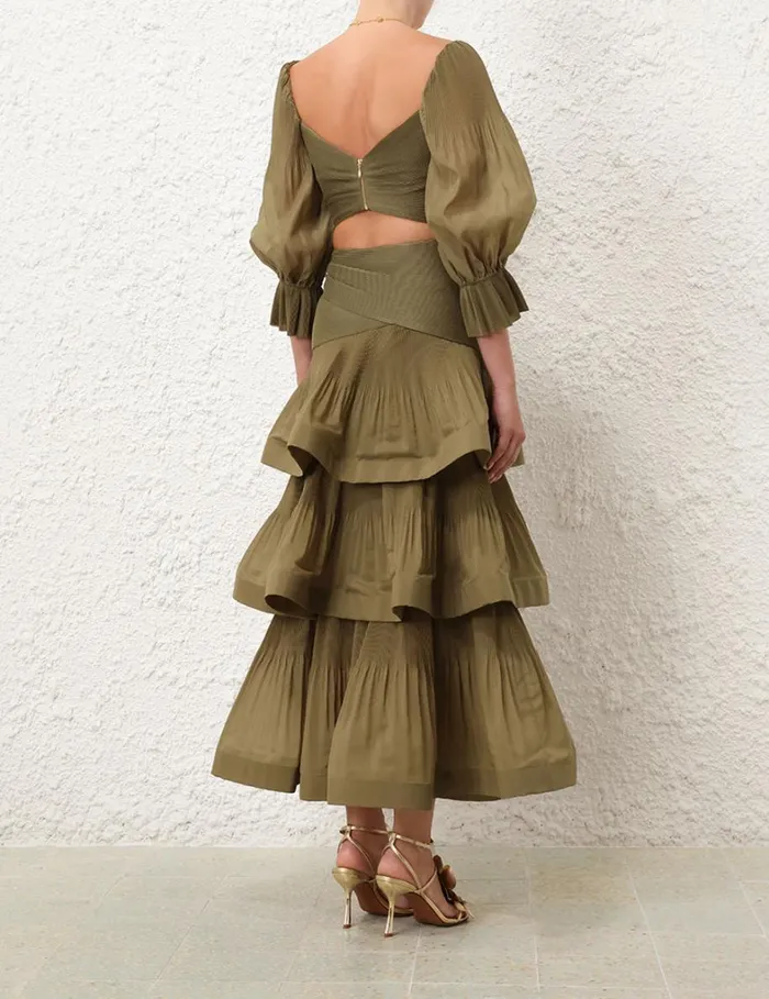 Women Clothing Zimmermann Pleated Bodice Olive