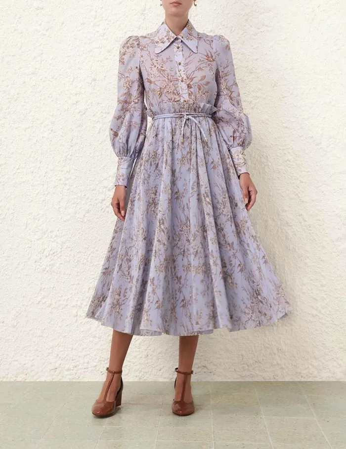 Women Clothing Zimmermann Pleated Midi Skirt Blue Mockingbird