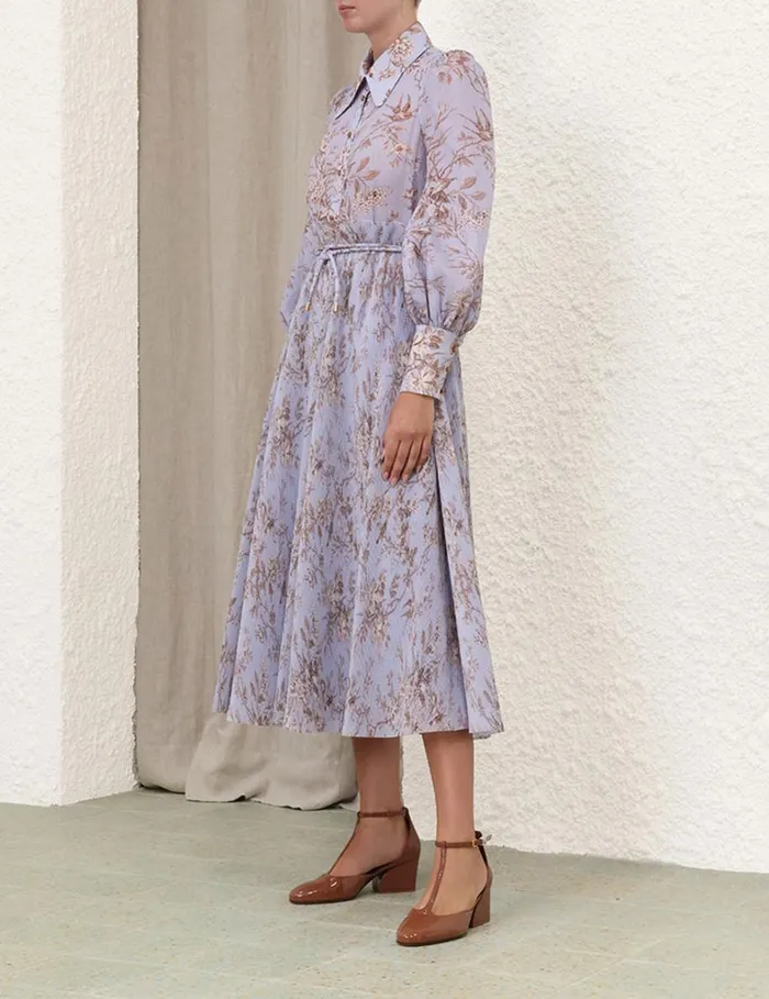 Women Clothing Zimmermann Pleated Midi Skirt Blue Mockingbird