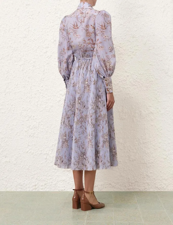 Women Clothing Zimmermann Pleated Midi Skirt Blue Mockingbird
