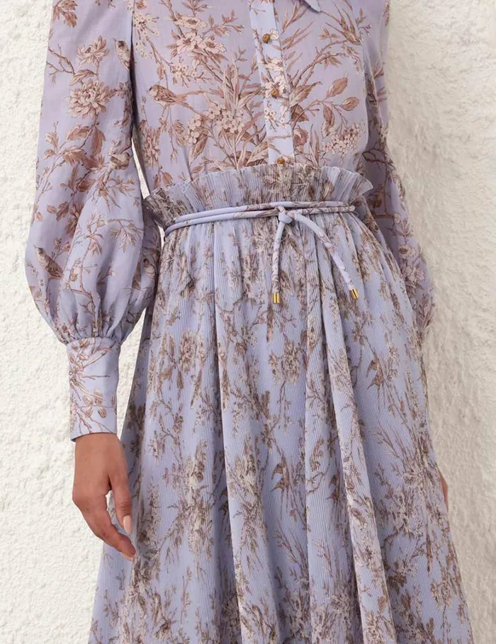 Women Clothing Zimmermann Pleated Midi Skirt Blue Mockingbird