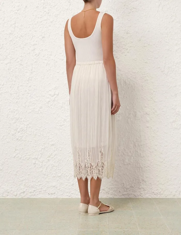 Women Clothing Zimmermann Pleated Skirt Cream