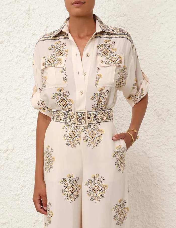 Women Clothing Zimmermann Safari Shirt Utility Dot Lemon