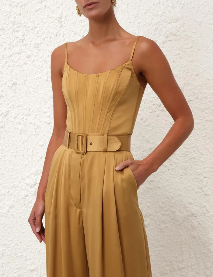 Women Clothing Zimmermann Silk Corset Top Honey