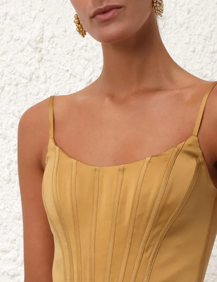 Women Clothing Zimmermann Silk Corset Top Honey