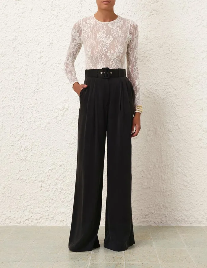 Women Clothing Zimmermann Silk Tuck Pant Black