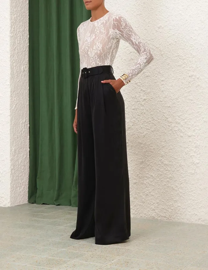 Women Clothing Zimmermann Silk Tuck Pant Black