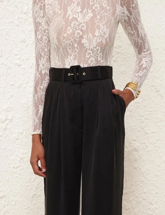 Women Clothing Zimmermann Silk Tuck Pant Black