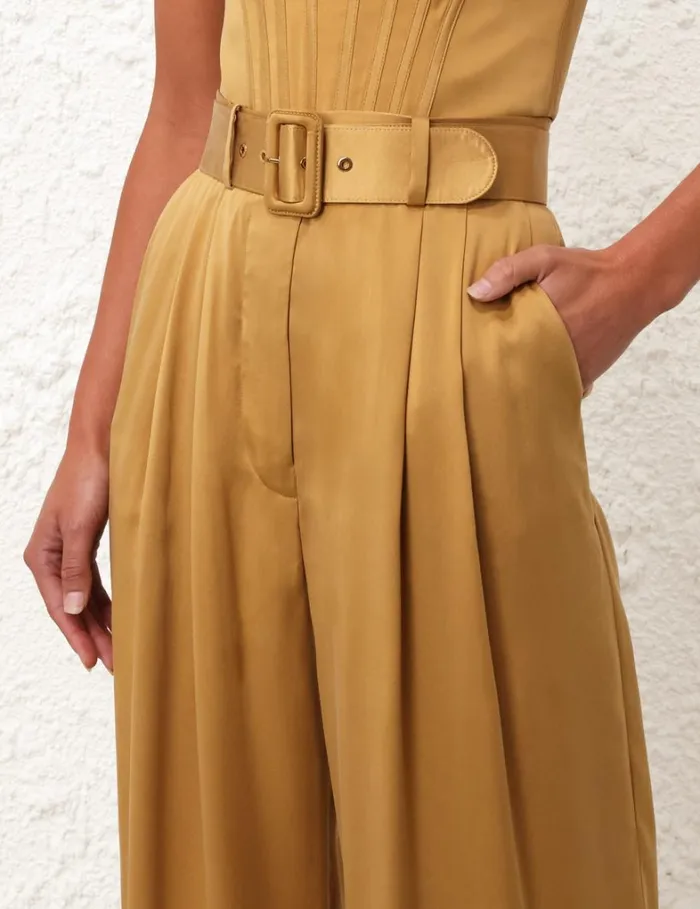 Women Clothing Zimmermann Silk Tuck Pant Honey