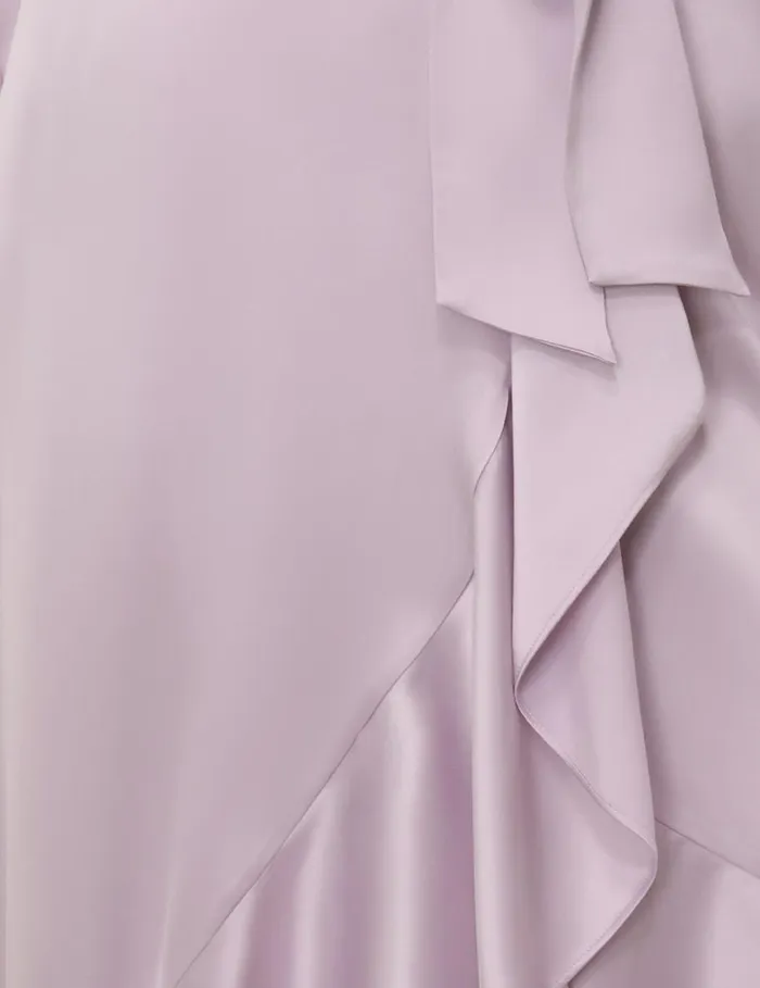 Women Clothing Zimmermann Silk Wrap Midi Dress Light Lavender